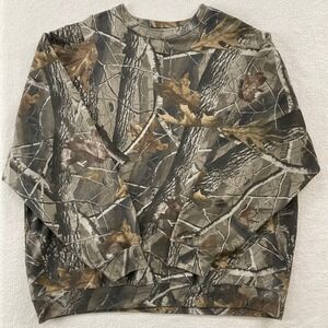 Liberty Realtree Camo Sweatshirt Mens 2XL Brown Green Excellent Crewneck Fleece